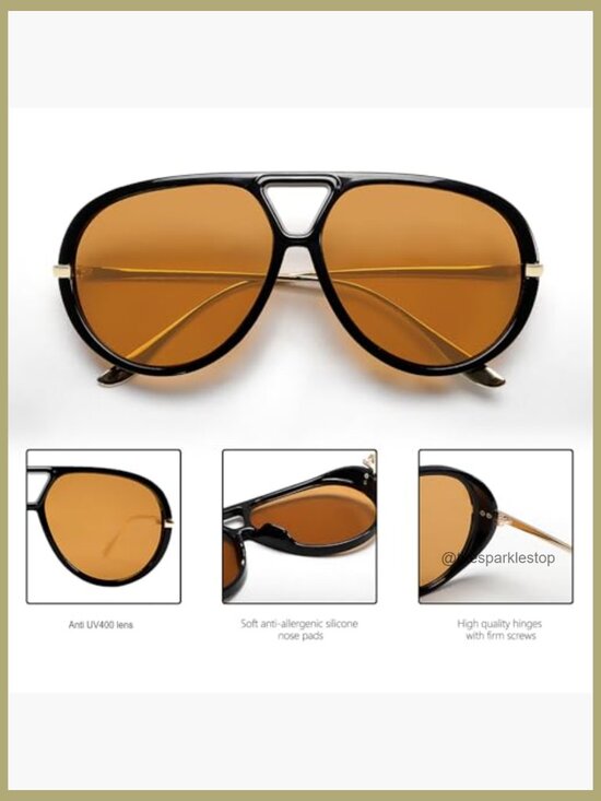 Retro Gold Metal Oversized Aviator Sunglasses Polarized UV Protection main image 4